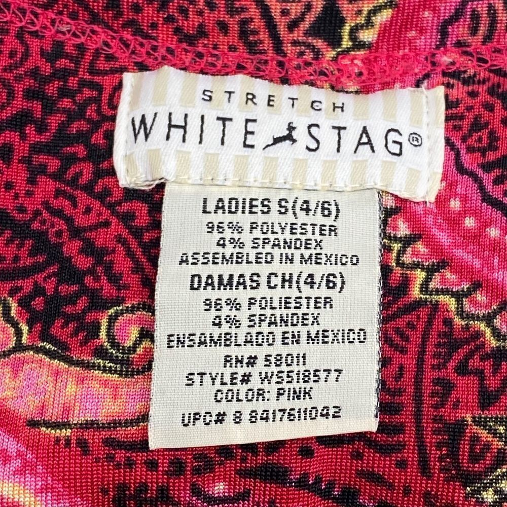 WHITE Stag Red Pink Paisley Sleeveless Dress Small - Picture 8 of 8